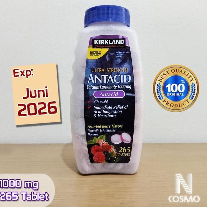 Kirkland Signature Antacid Ultra Strength 1000 mg 265 Tablet Kunyah Kirkland Antacid 1000mg Redakan 