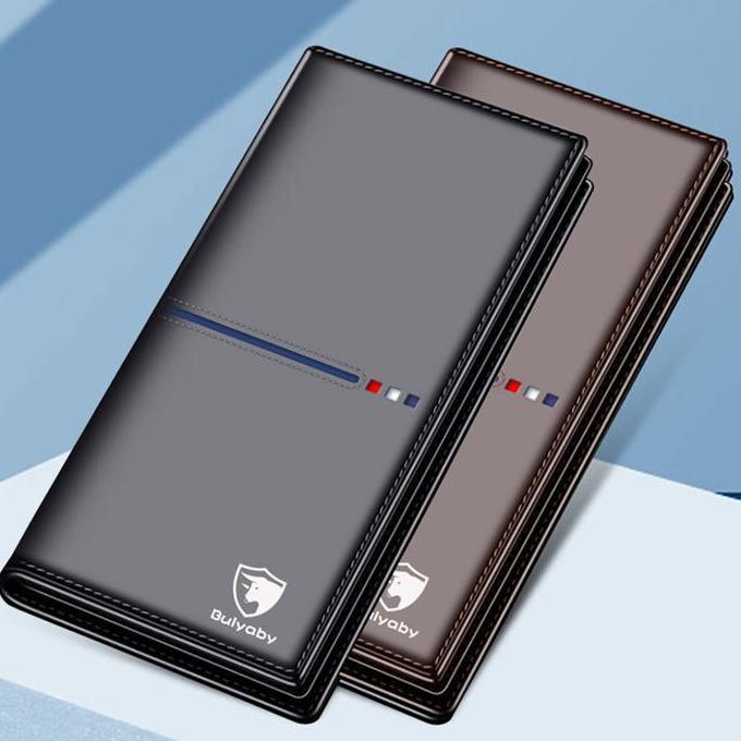 (BEST SELLER) Bulyaby Dompet Lelaki Gaya PUT Kulit dengan Petak Tersembunyi Slot Foto Klip Wang dan 