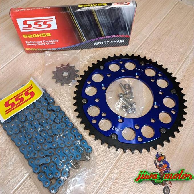 Gercep Gear Set 520 Roz Klx Dtracker 150 Rantai Sss Warna Merah Dan Biru Terlaris