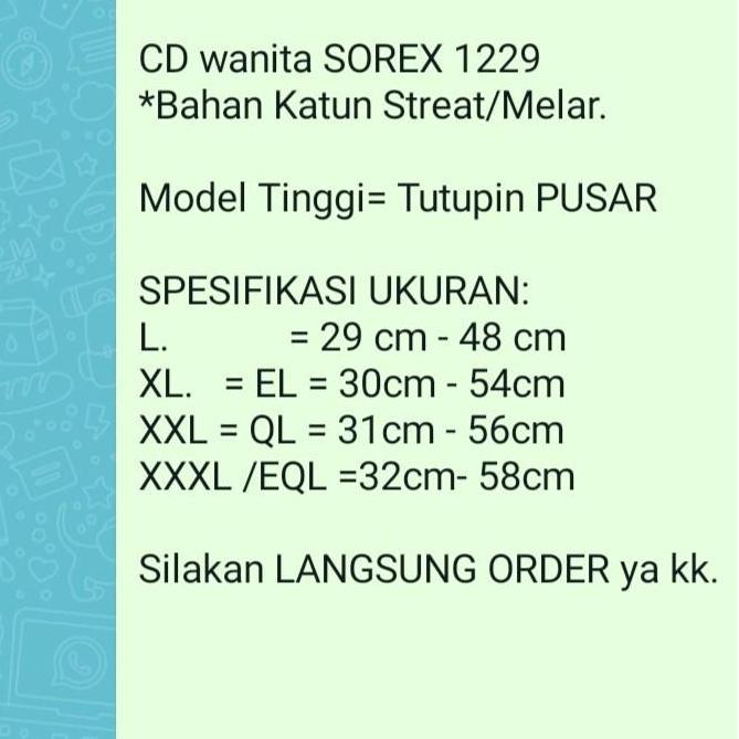 Wkwx- Celana Dalam Wanita Sorex 1229 Bahan Katun Bisa Melar Banyak Model Tinggi Menutupin Pusar Moti