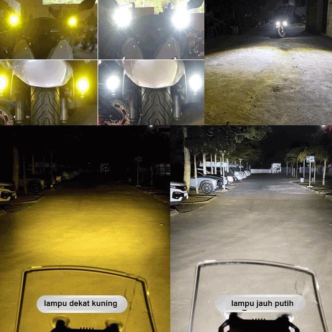 Bycle- Lampu Led Motor Dan Mobil 2 Mode Lampu Dekat Kuning/Lampu Jauh Putih
