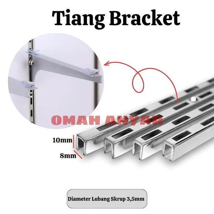 Tiang Braket Kaca Kayu Rak Display Wallshelf Bracket