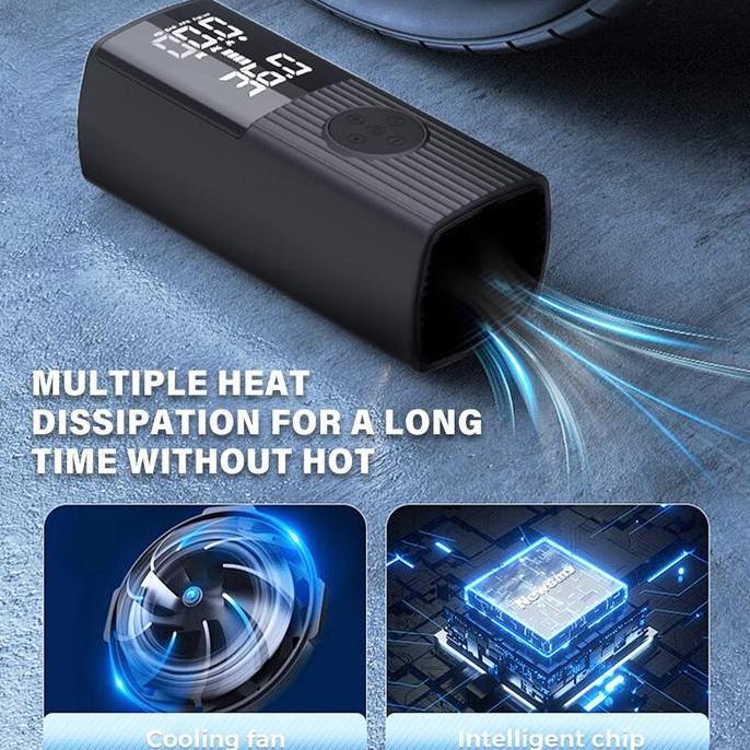 POMPA BAN ELECTRIC P008 - CHIP TERBARU INFLASI CEPAT, 10000MAH DENGAN PORT PENGISIAN USB, LAMPU LED 