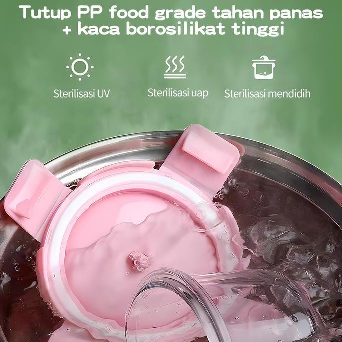 Bybyzx- Bambino Food Container Mpasi Kaca Tempat Kotak Mpasi Kaca Wadah Mpasi Kaca Baby Glass Food C