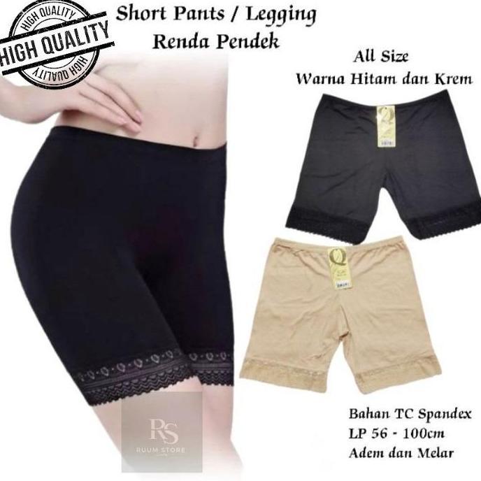 Pastikirim- Celana Short Legging Wanita Celana Strit Pendek Renda/Dalaman Wanita
