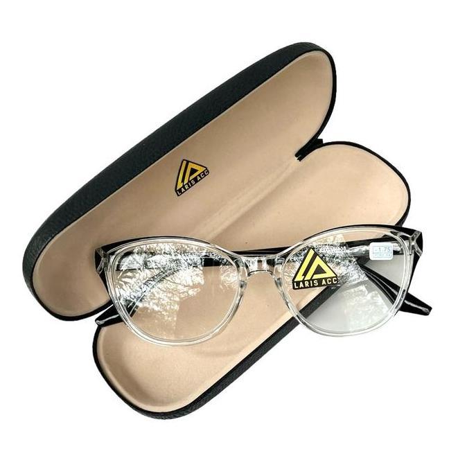 Cute- Laris Acc Kacamata Minus Wanita Perempuan Lensa Rabun Jauh Frame Plastik Cat Eye Eyewear Glass