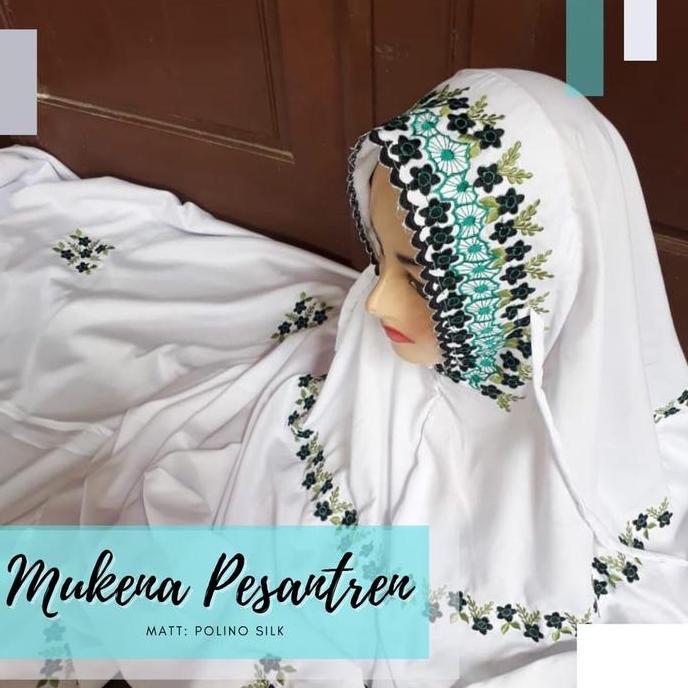 Otwkirim- [Produksi Sendiri] Mukena Pesantren Terusan Motif Bunga Mawar Kecil Bordir Cantik Mukena T