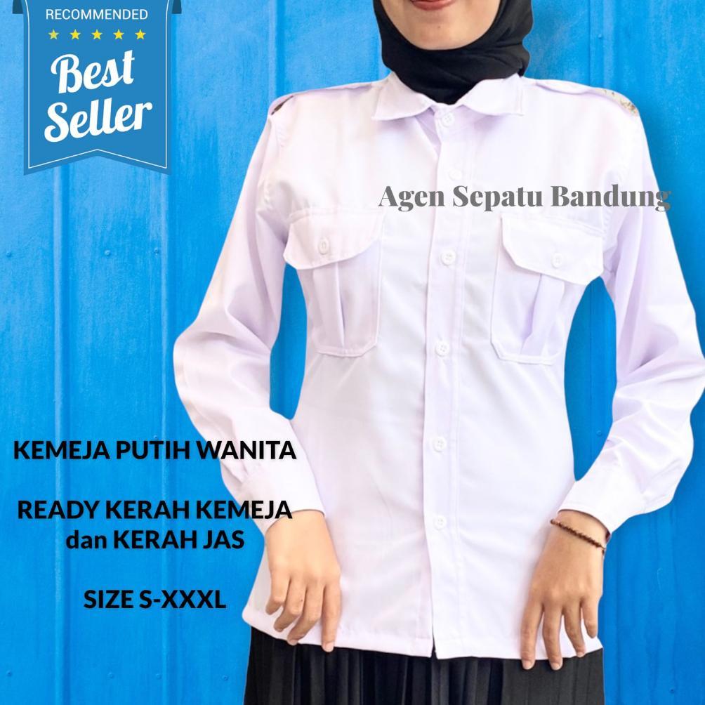 ORIGINAL COD KEMEJA PUTIH PNS WANITA / BAJU PNS CEWEK / KEMEJA DINAS / KEMEJA PANJANG PUTIH WANITA