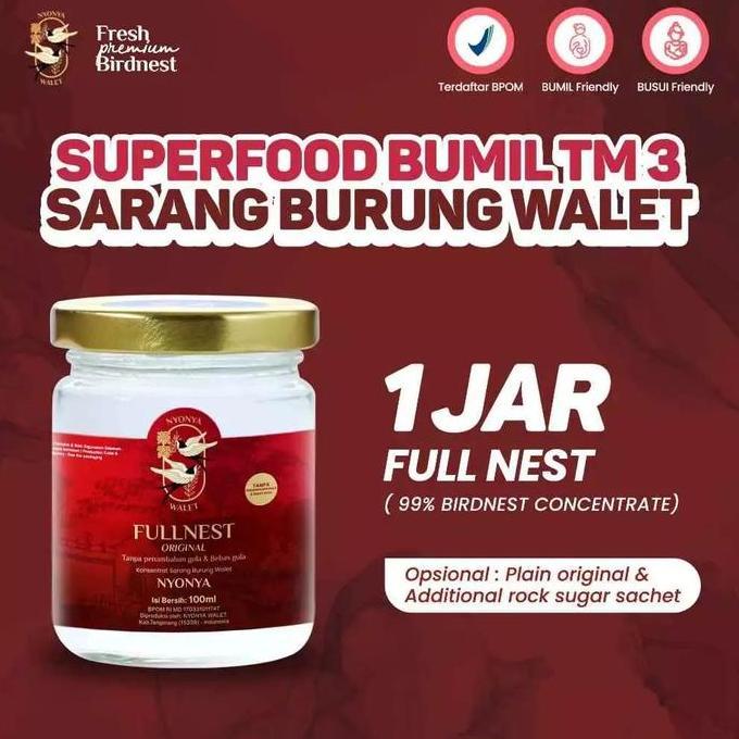 Healtiwi- Nyonya Walet - Minuman Sarang Walet - Bird Nest Drink - Full Nest (99% Bird Nest) - 1 Jar