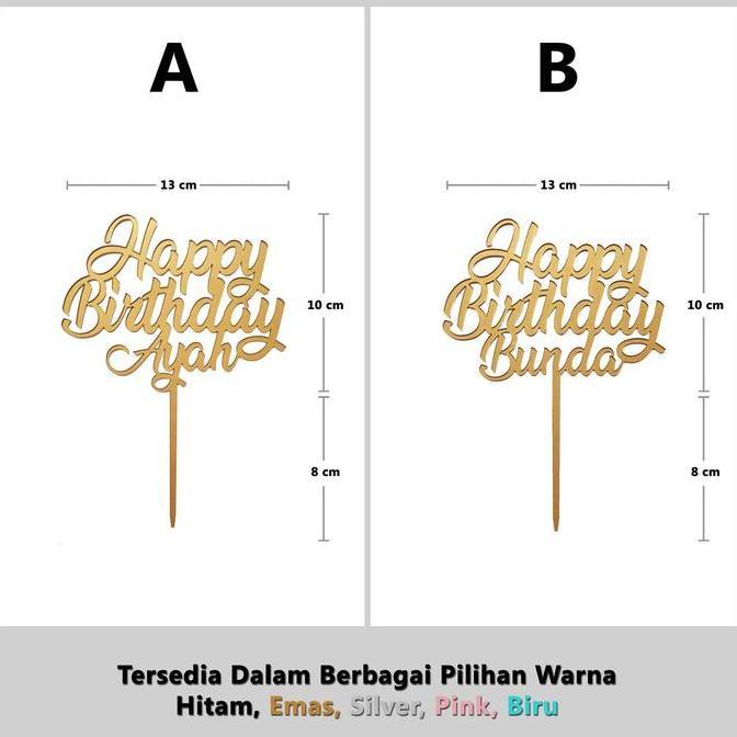Kirimcoyy- Cake Topper / Topper Kue - Happy Birthday Ayah / Bunda