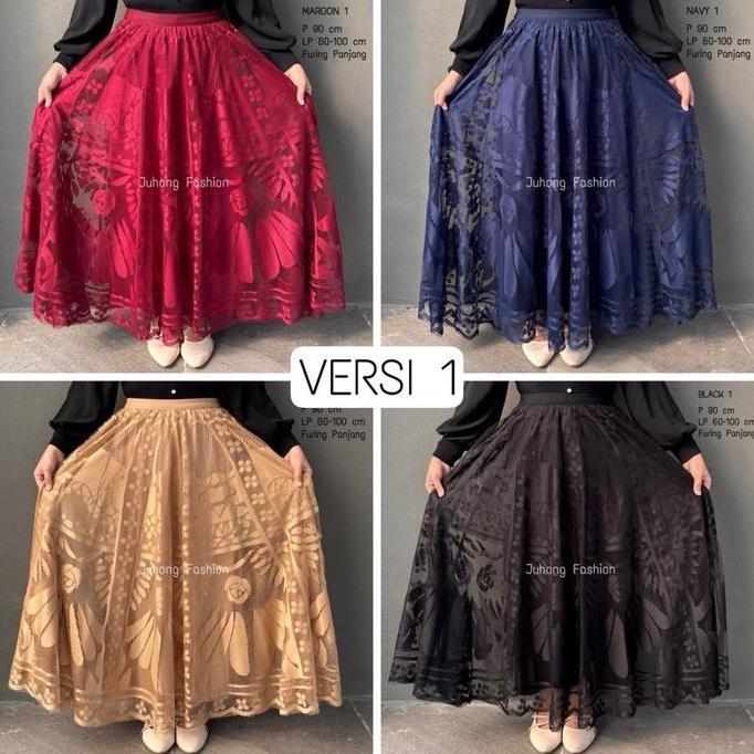 Pastikirim- Queen - Rok Brukat Lace Panjang Premium Import