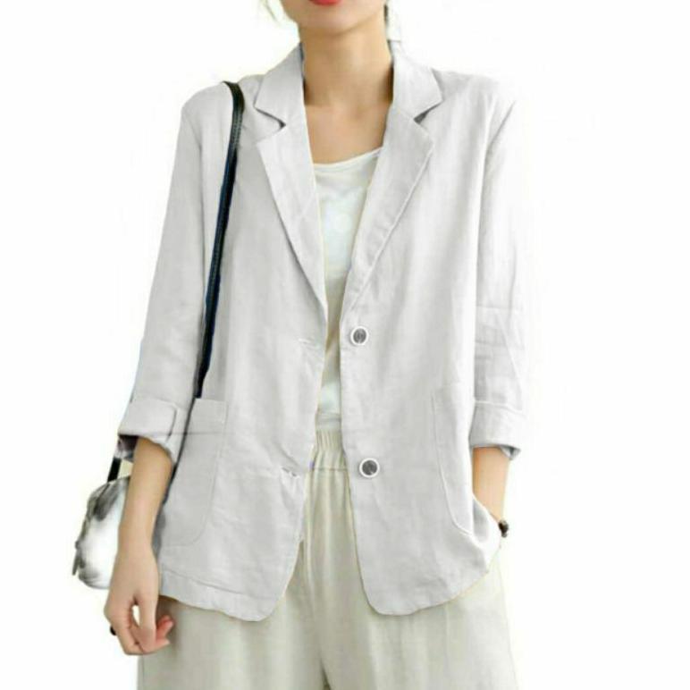 PREMIUM BLAZER JUMBO WANITA LINEN LD 100CM SAMPAI 140CM | DUMMA BLAZER | BLAZER KOREA | BLAZER WANIT