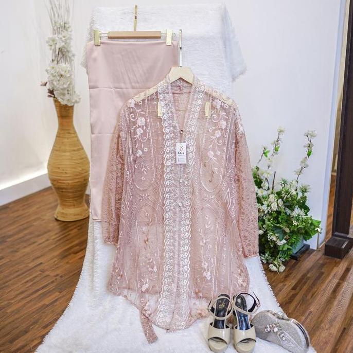 KCJ - CARISSAA Outer Tunik Tile Bordir Kombinasi brukat