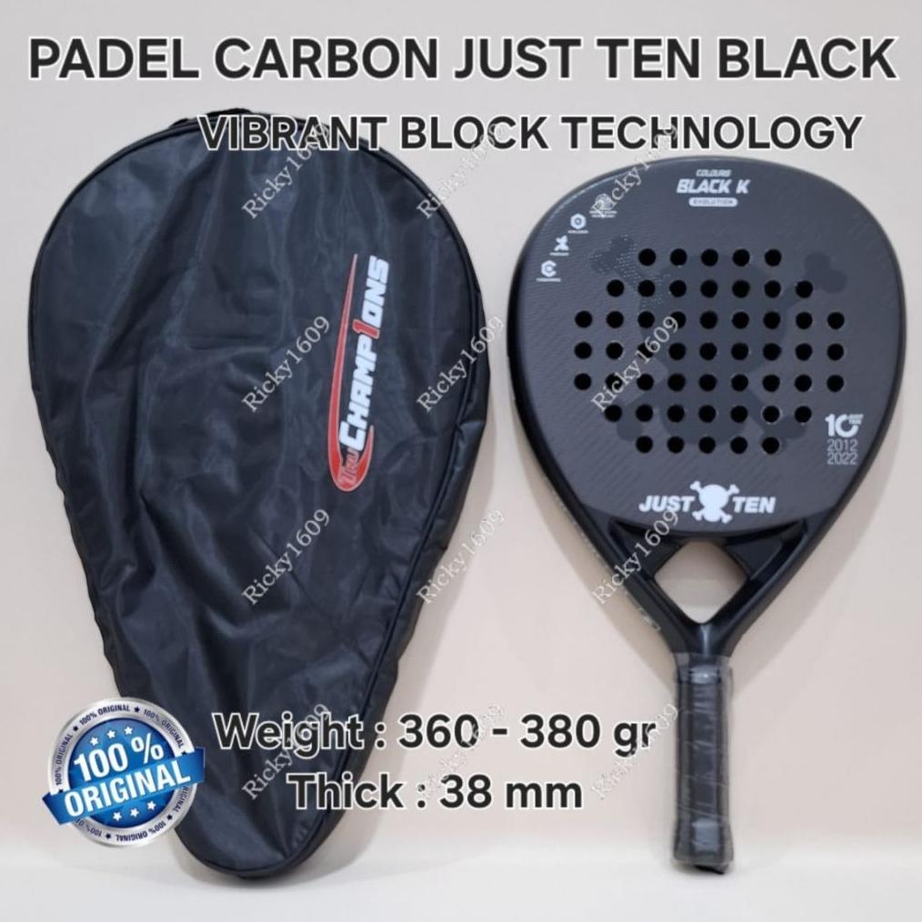 PADEL RACKET CARBON JUST TEN BLACK K EVOLUTION / RAKET PADEL CARBON JUST TEN BLACK K EVOLUTION (FULL