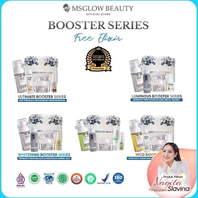 Cantikjamin Ms Glow Paket Wajah New Series Booster Free Serum Elixir Mencerahkan Memutihkan Muka Kus