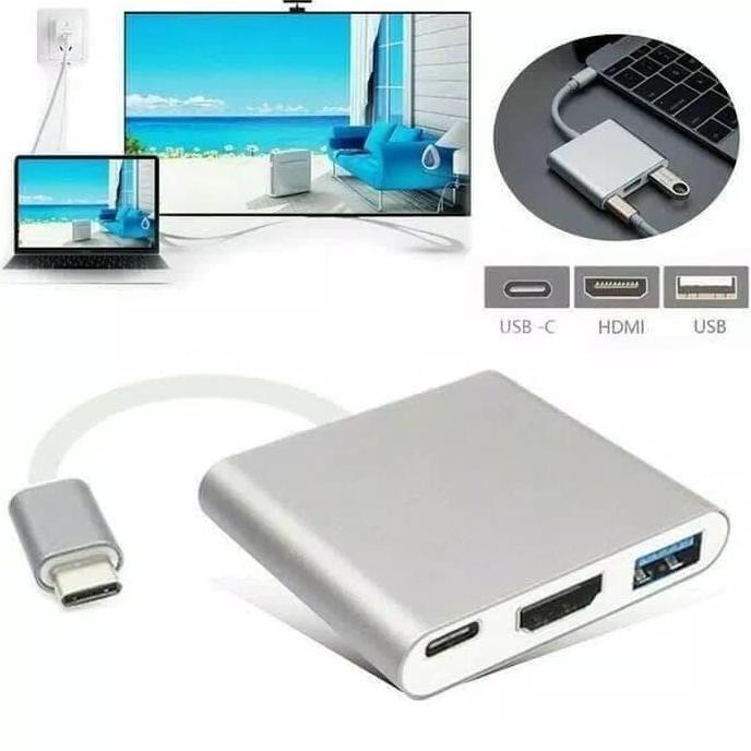 Lansungkirim- Konektor Usb Type C To Macbook Air / Pro Ultraslim 3 In 1 C/Hdmi/Usb