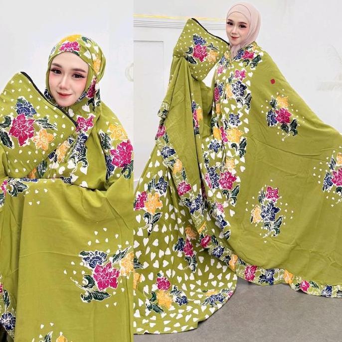 Otwkirim- Mukena Batik Rayon Jumbo Dewasa Atasan Bawahan Muslim Telekung
