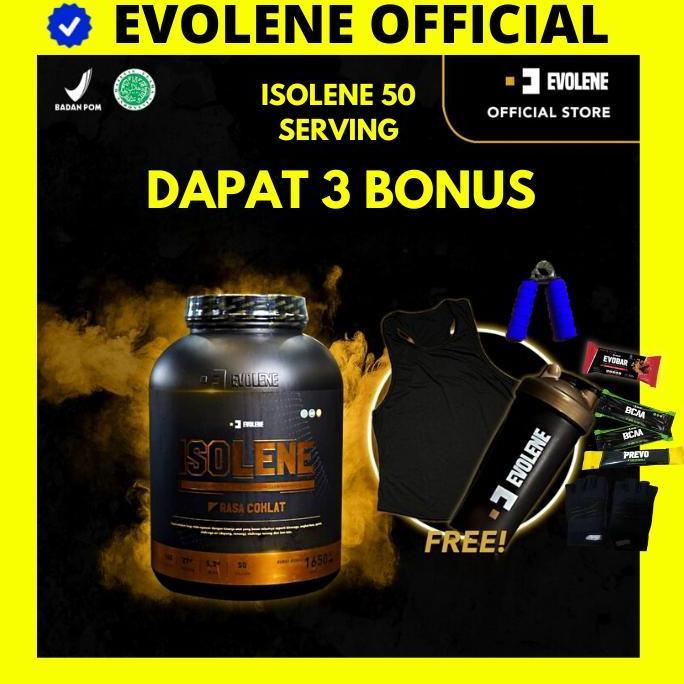 Cod,Bisa- Isolene 50 Serving Whey Isolate Bpom Halal Protein Fitness Gym Bonus 1.65 Kg Evolene Evowh