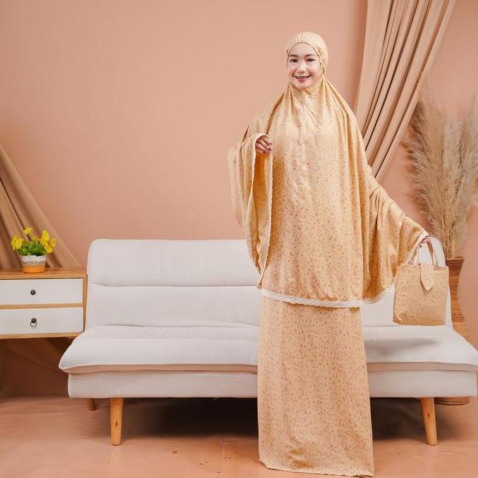 Otwkirim- Mukena Rayon Bali Jumbo Dewasa Nabila Kombinasi Renda Nyaman Mewah Cantik Lembut