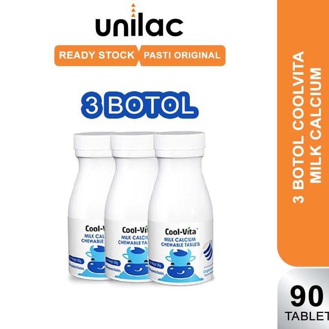 Cod,Bisa- Coolvita Calcium Chewable Isi 3 Botol - Coolvita Peninggi Badan Tablet Kunyah Rasa Susu