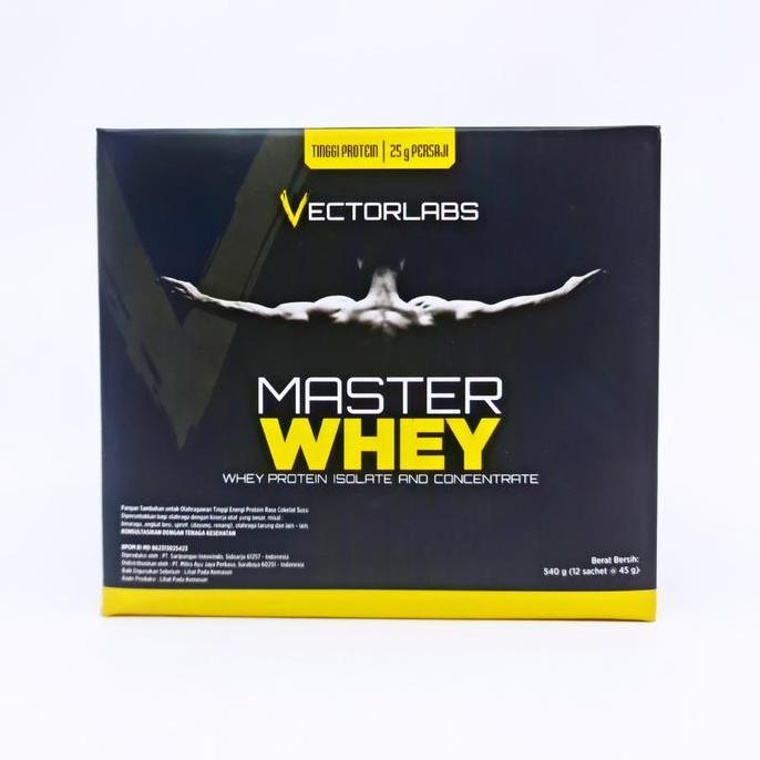 Cod,Bisa- Master Whey Vectorlabs 12 Sachet 1 Box Kotak Saset Sachets Protein Concentrate Isolate 3 1