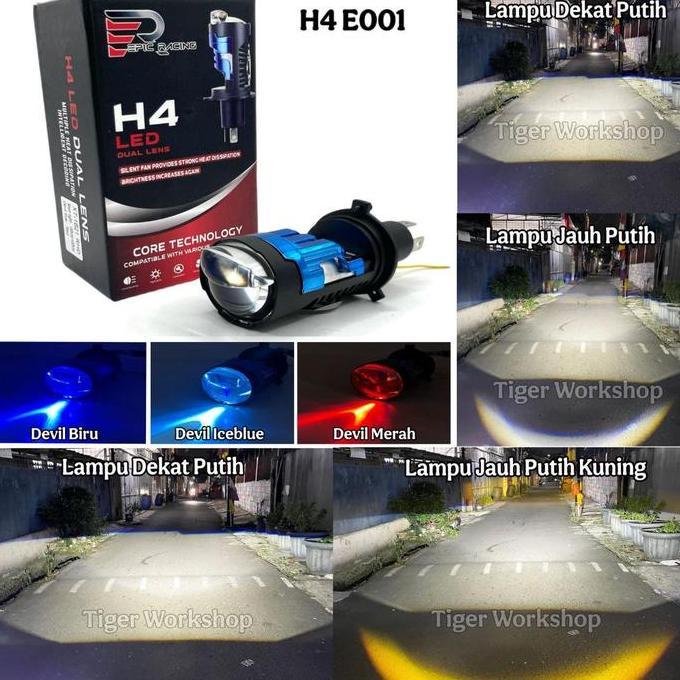 Epicracing E001 H4 Bluelens Lampu Utama Biled Cahaya RHD / FLAT Dengan Kipas Pendingin