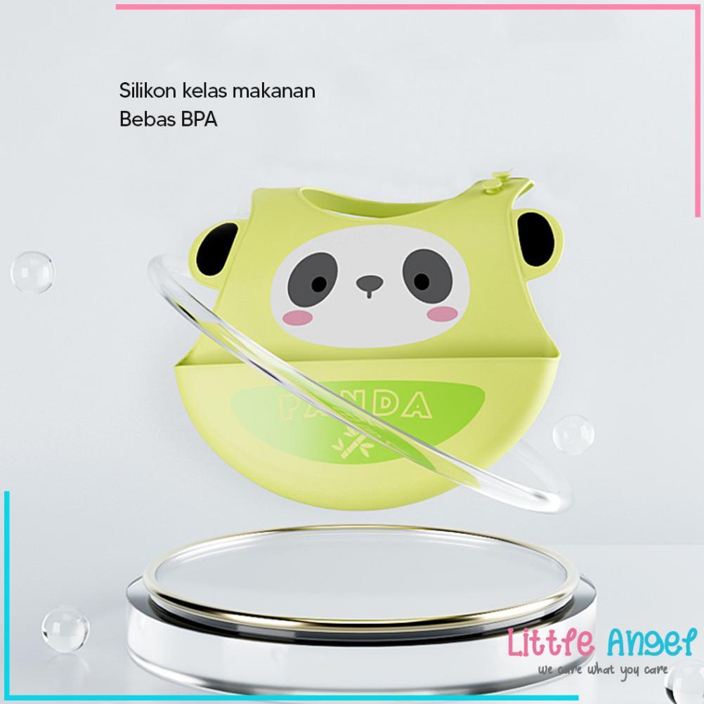 PROMO TERBARU BABY BIB CELEMEK MAKAN BAYI SLABER SILIKON ANAK BIBS KARAKTER ELSA STITCH MICKEY MINI 