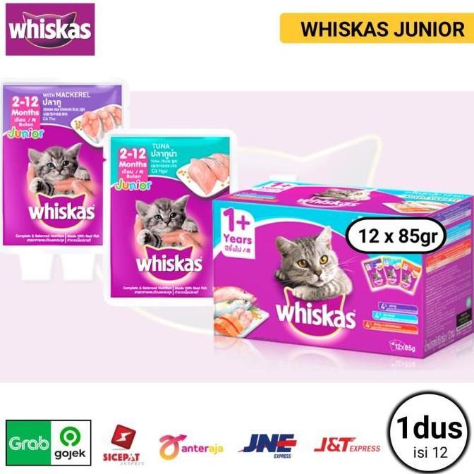Whiskas Pouch JUNIOR 1 DUS ( isi 12 ) whiskas junior tuna & mackerel