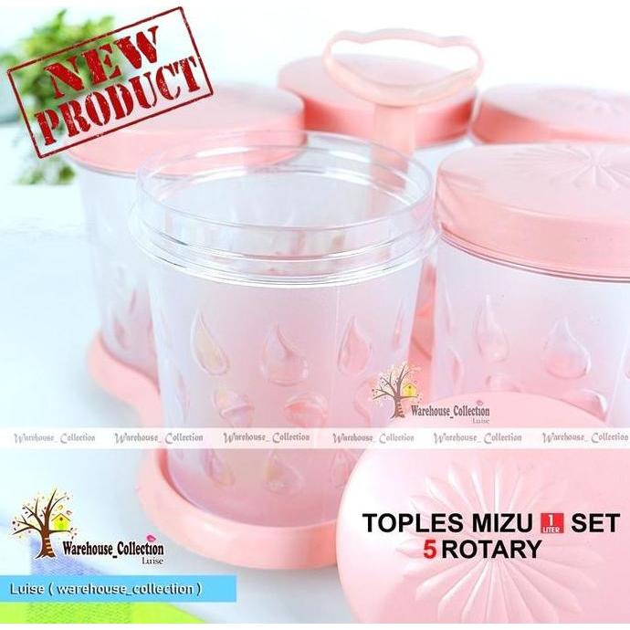 TOPLES BERPUTAR Set 6 & Set 5 Toples GARASU & MIZU 1 Liter //  Rotary Nampan Putar Plastik Akrilik /