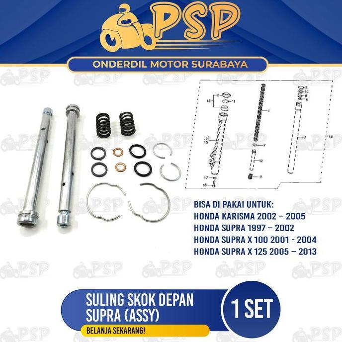 Suling Skok Depan Assy Supra - Sulingan As Shok Shockbreaker Honda Karisma Kirana Supra X 125