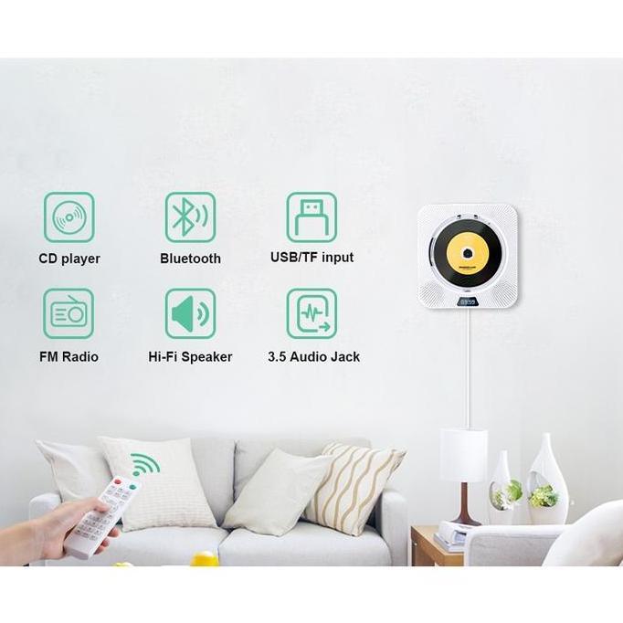 Bestone- Puluz CD Player DVD Player Bluetooth Wall CD/DVD Player Portable