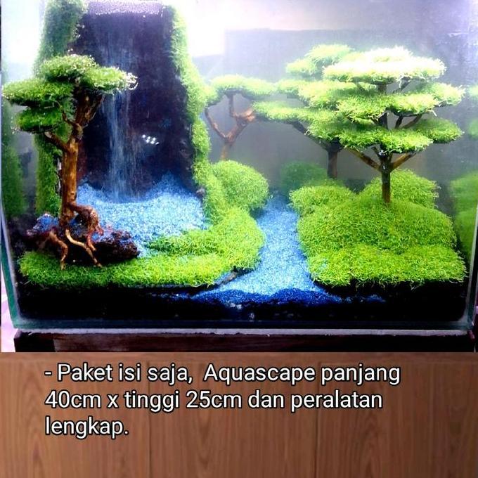Paket Hardscape Aquascape 40cm-60cm AIR TERJUN Hardscape dengan tanaman SINTETIS TERBATAS.