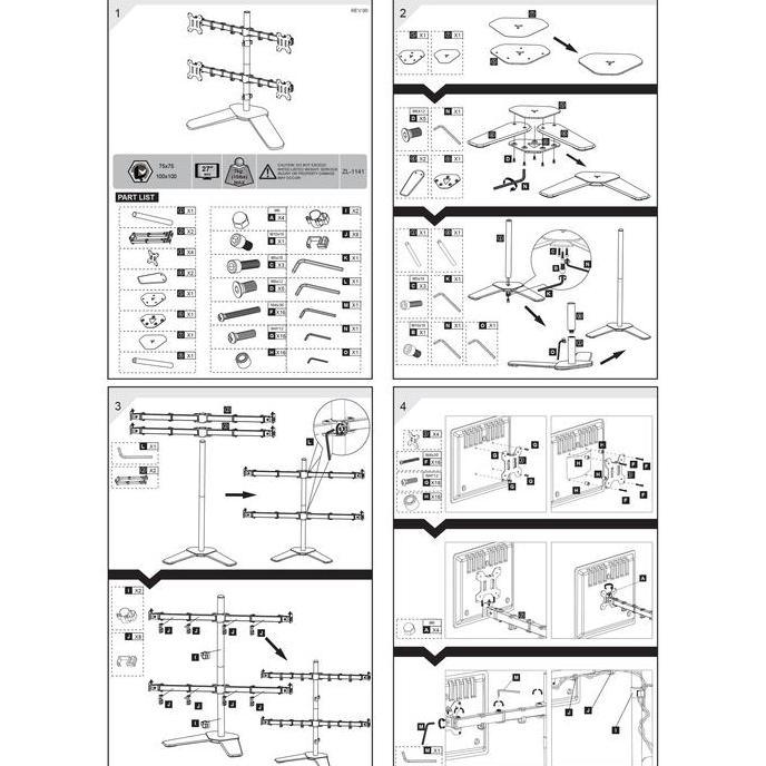 Bracket Monitor 13-27 In Standing Meja 4 Arm Lengan Zl 1141 Led Lcd Tv