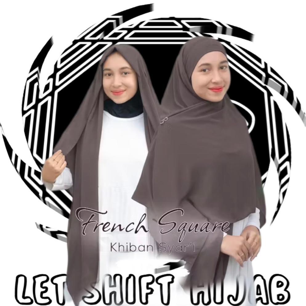 French Square syari 150x150 ceruty/ French Khimar Bandana set cadar/ Segi empat tali bandana jumbo/ 