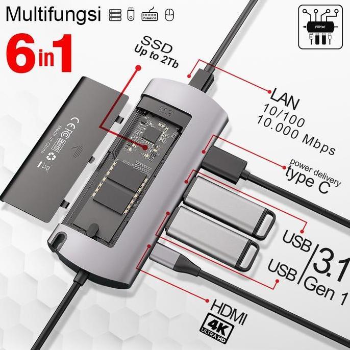 Sale Px - Converter Adapter Ssd 2Tb Type C To Usb Hdmi Lan 6 In 1 Uch-100