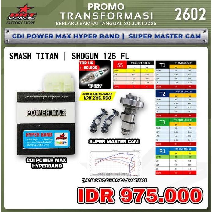Promo Paket Cdi Hyperband+Master Cam Rra Smash Titan/Shogun 125-Promo 2602