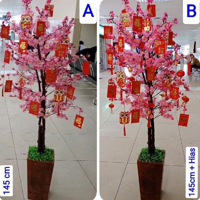 Pohon imlek meihua angpao mehwa besar 145 cm hiasan gantungan angpao