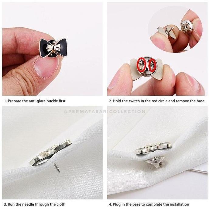 Thebest- 10 Pcs Bros Pin Dagu Klip Kecil Wanita Button Kerudung Baju Jilbab