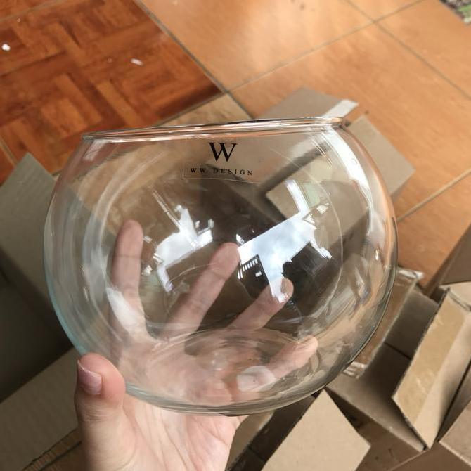 vas bunga bulat kaca bening 2 liter pot bunga kaca bulat lucu cylinder