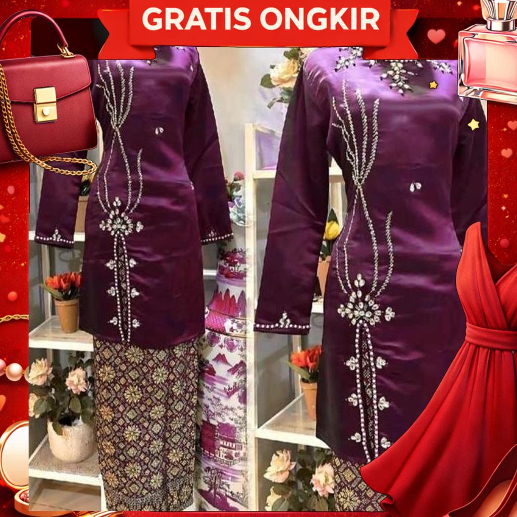 Kt>Baju Kurung Melayu   / Set Baju Kurung Payet Melayu / Baju Kurung Songket / Kebaya Ibu Besan