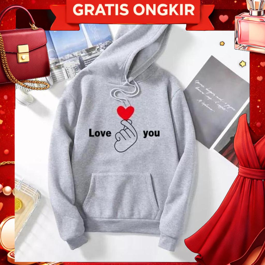 Switer Couple Pria Wanita Love You Saranghe Hoodie Couple Pasangan Cewe Cowo Kekinian Hoodie Couple 
