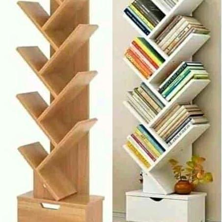 Terlaris Rak Buku Pohon, Rak Jati, Tempat Buku Silang, Rak Buku Modern