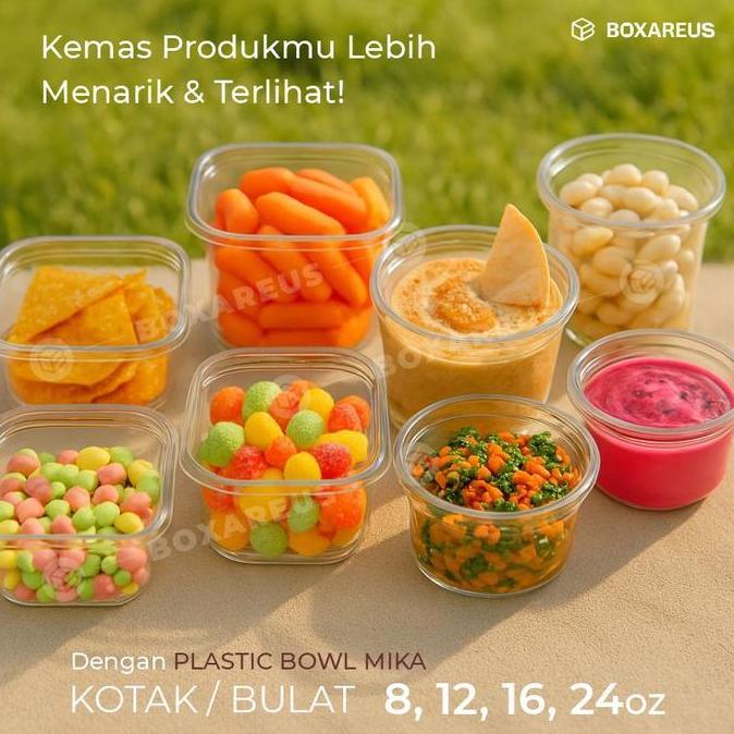 Bestone- Mangkok Mika Wadah PLASTIK BOWL Kemasan Puding, Yogurt, Mangkuk Salad, Tray Buah - KOTAK