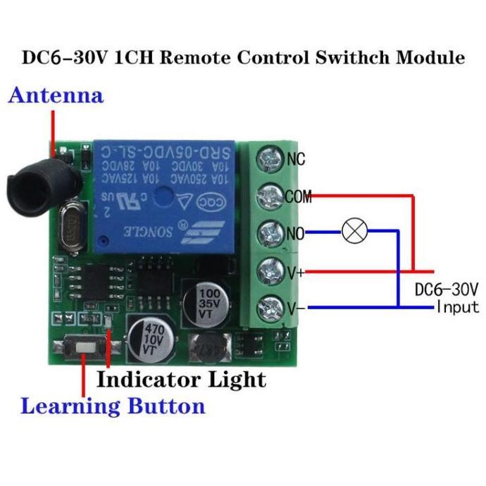 Kirimlangsung- Wireless 1Ch T6 12Vdc 1Ch Rf Relay Receiver Transmitter 433Mhz