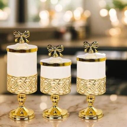 3pcs Toples Set Toples Jumbo Toples Kedap Udara Toples Lebaran Aesthetic Set Mewah Toples Kue Kering