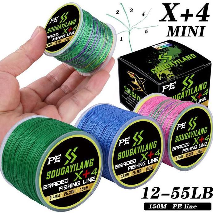 Fhistik- Sougayilang [Cod] X4 Pe 150M Senar Pancing Kepang 5 Helai Senar Pancing Halus .10Mm-.40Mm 1
