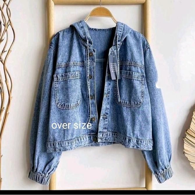 BEST SELLER / PREMIUM JAKET JEANS HOODIE/ OUTER JEANS WANITA OVERSIZE KOREAN STYLE/JAKET JEANS KUPLU