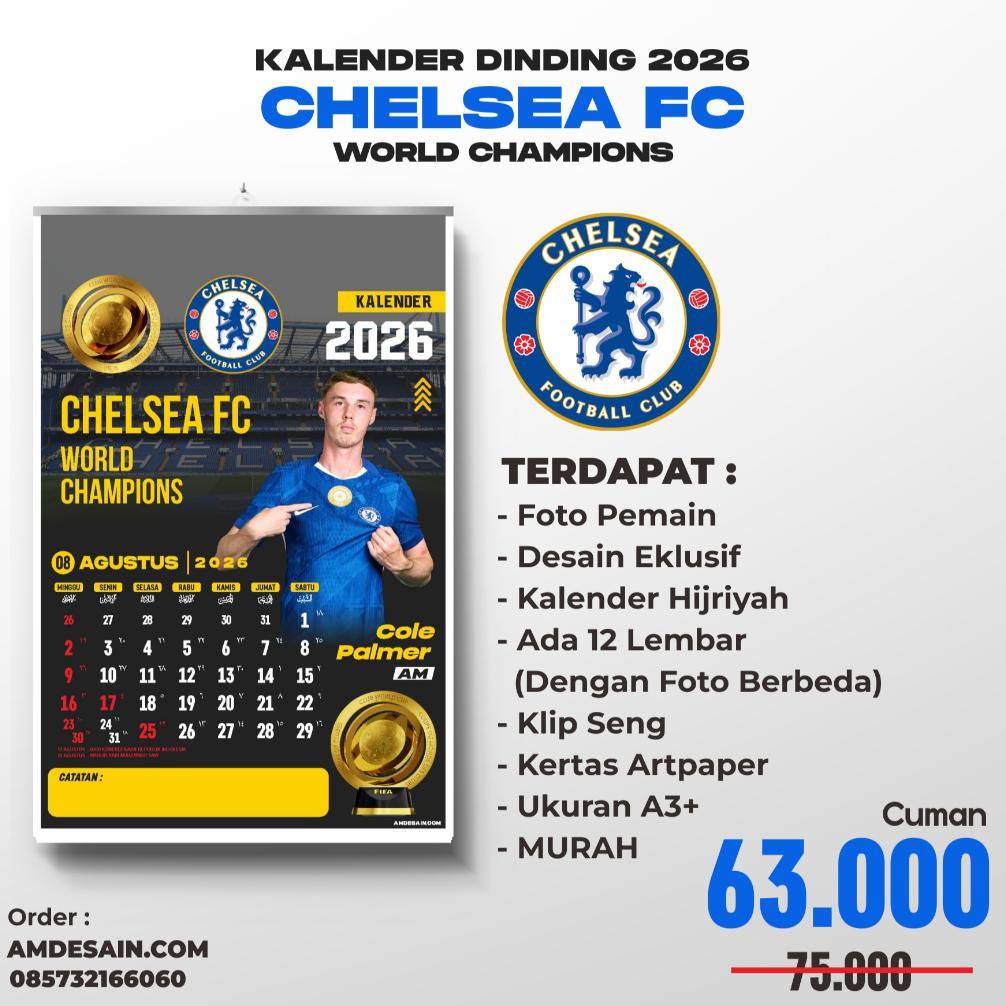 READY KALENDER DINDING CHELSEA TAHUN 2026