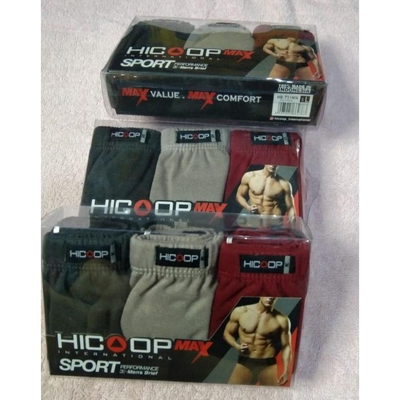 Celana dalam pria isi 3pcs hicoop sport max M L XL
