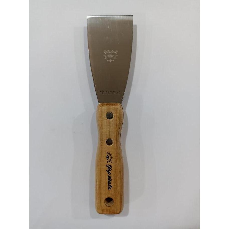 Alatlengkap- Tjap Mata 2 Inch Stainless Asli Kape Gagang Kayu Scraper Skrap